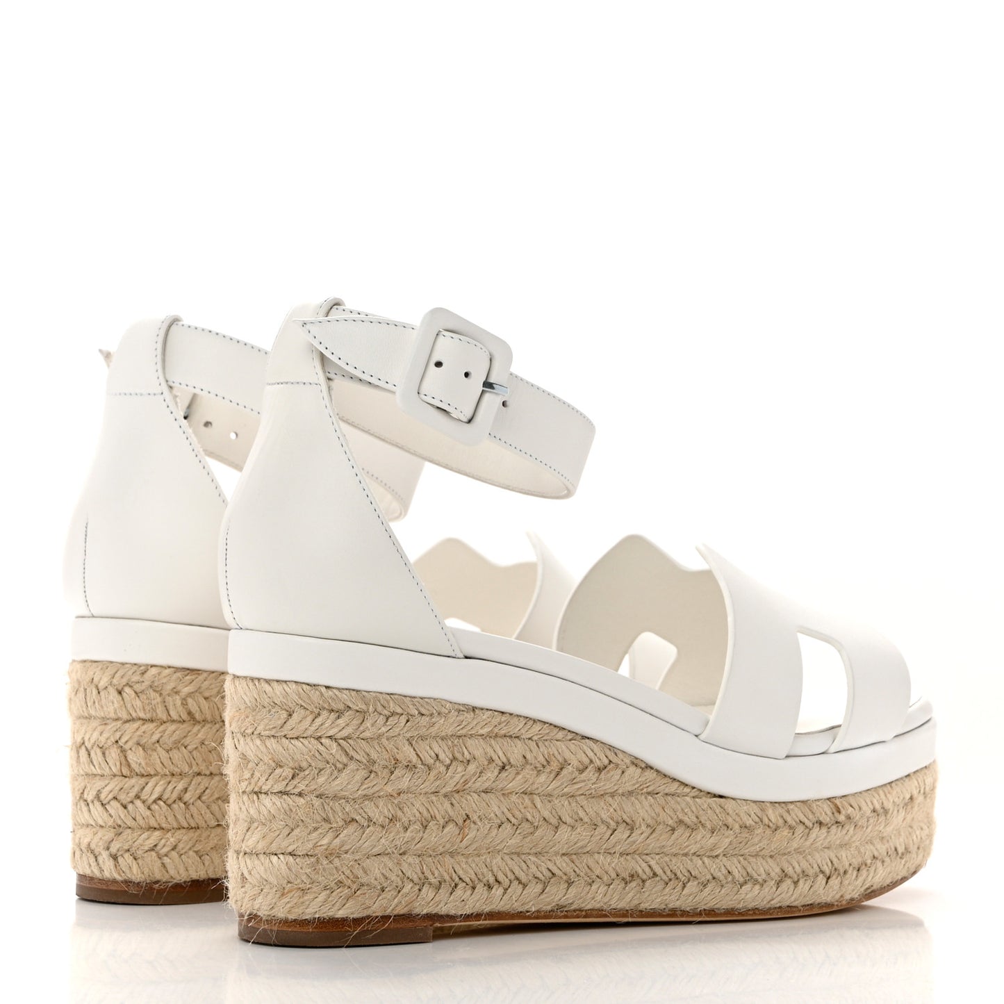 Goatskin Elda Espadrille Wedge Sandals 37 White