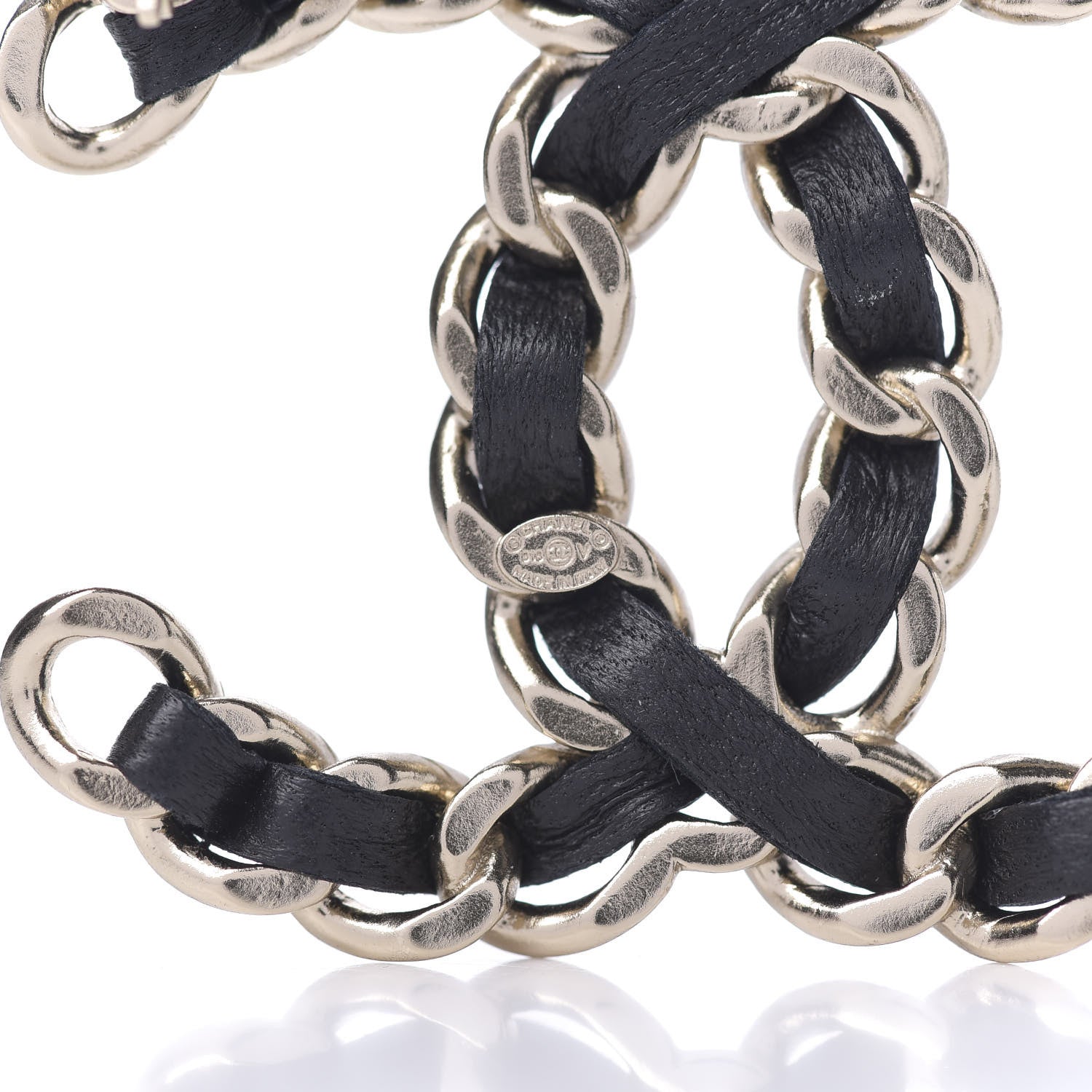 Chanel Lambskin Chain CC Brooch Black Gold 3 of 4