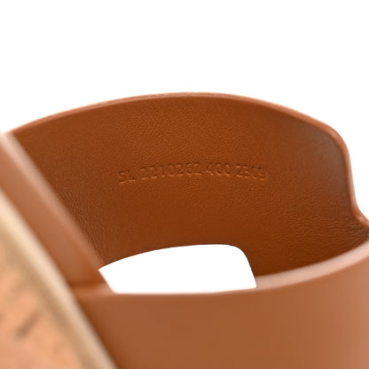 Hermes Calfskin Cork Eze 30 Sandals 40 Gold 8 of 9