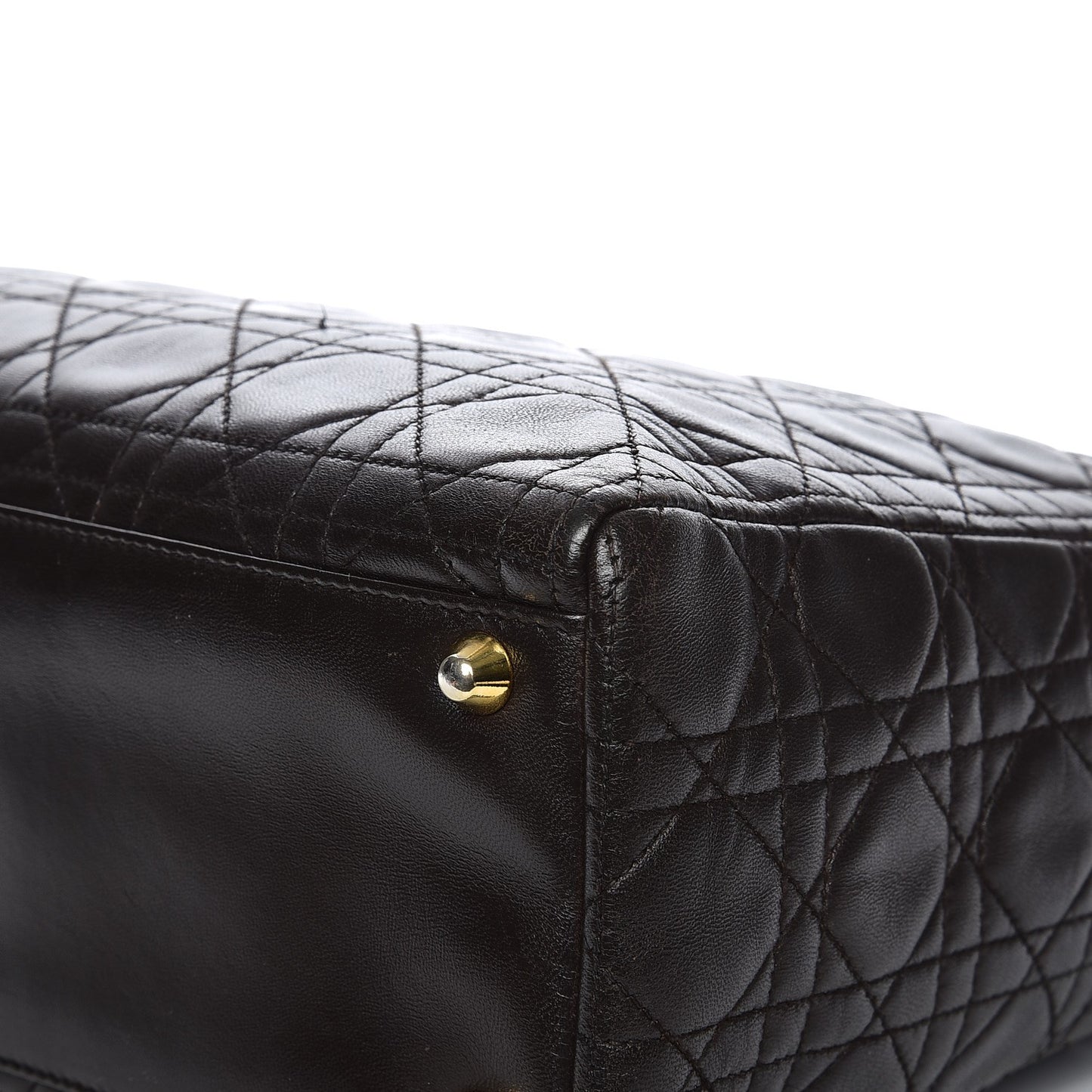 Vintage Lambskin Cannage Large Lady Dior Dark Brown