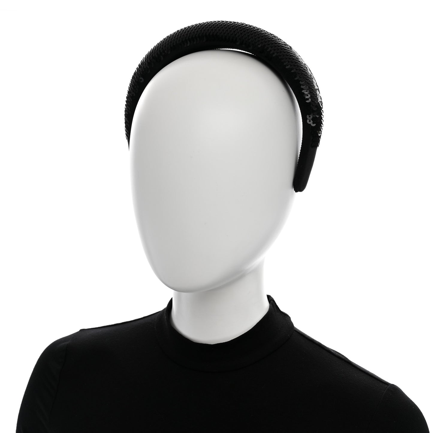 Satin Sequin Embellished Headband Clear Black