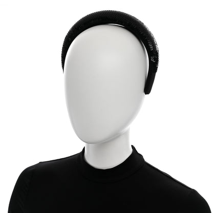 Prada Satin Sequin Embellished Headband Clear Black 2 of 6