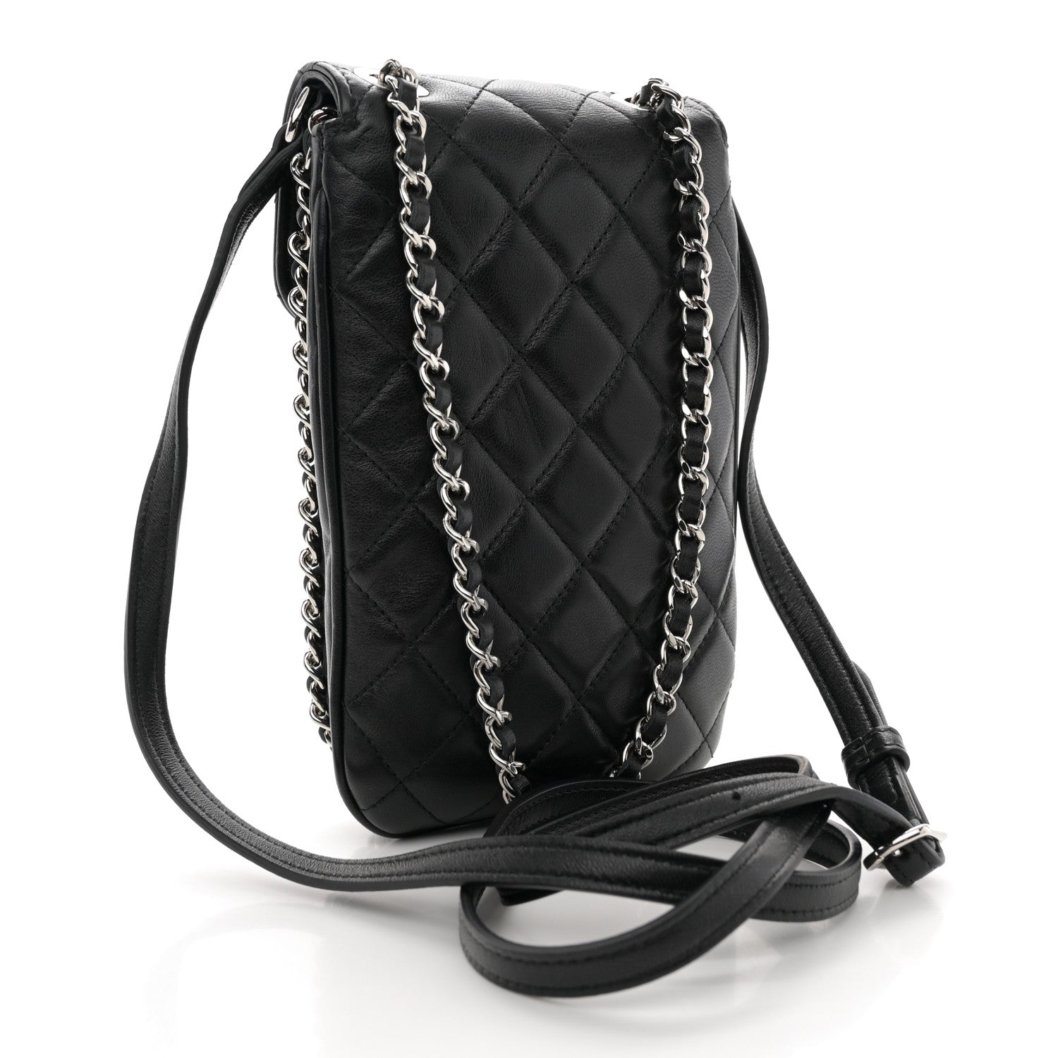 Chanel Lambskin Quilted Chain Around Flap Crossbody Black 3 of 12