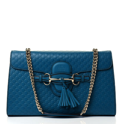 Gucci Soft Microguccissima Medium Emily Chain Shoulder Bag Deep Cobalt 1 of 4