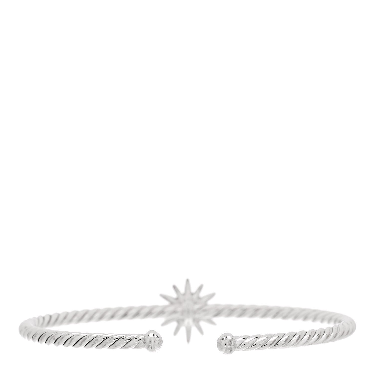 David Yurman Sterling Silver Diamond Starburst Cuff Bracelet 2 of 3