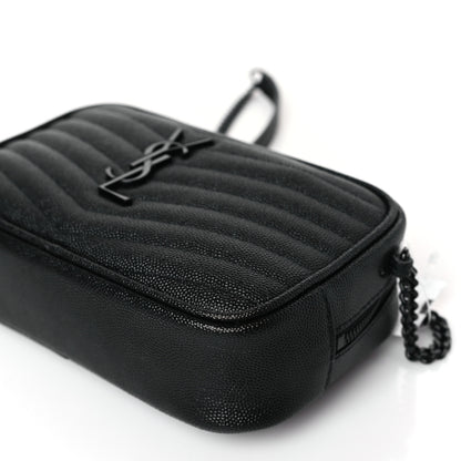 Saint Laurent Grain De Poudre Matelasse Monochrome Monogram Mini Lou Camera Bag Black 8 of 9