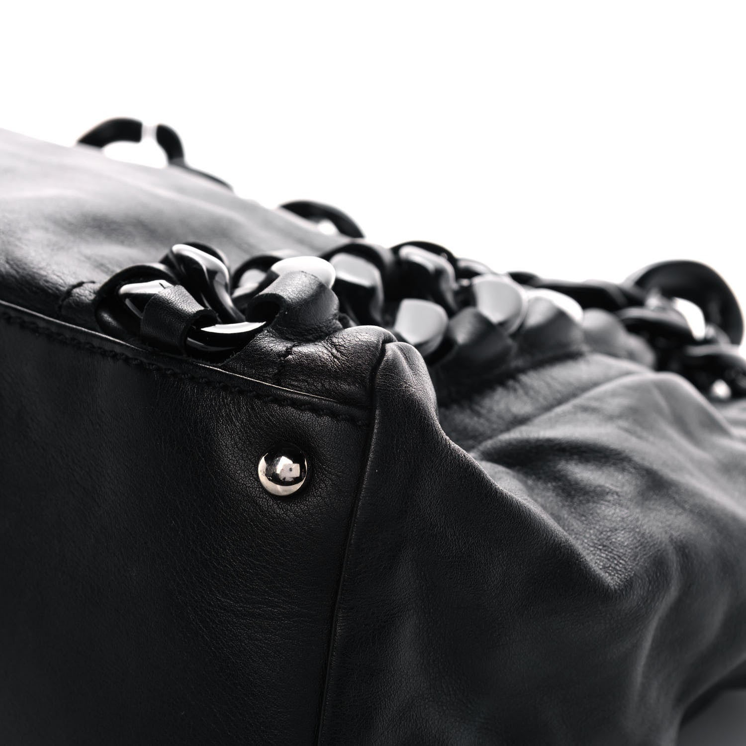 Chanel Calfskin Modern Chain Rhodoid East West Tote Black 8 of 13