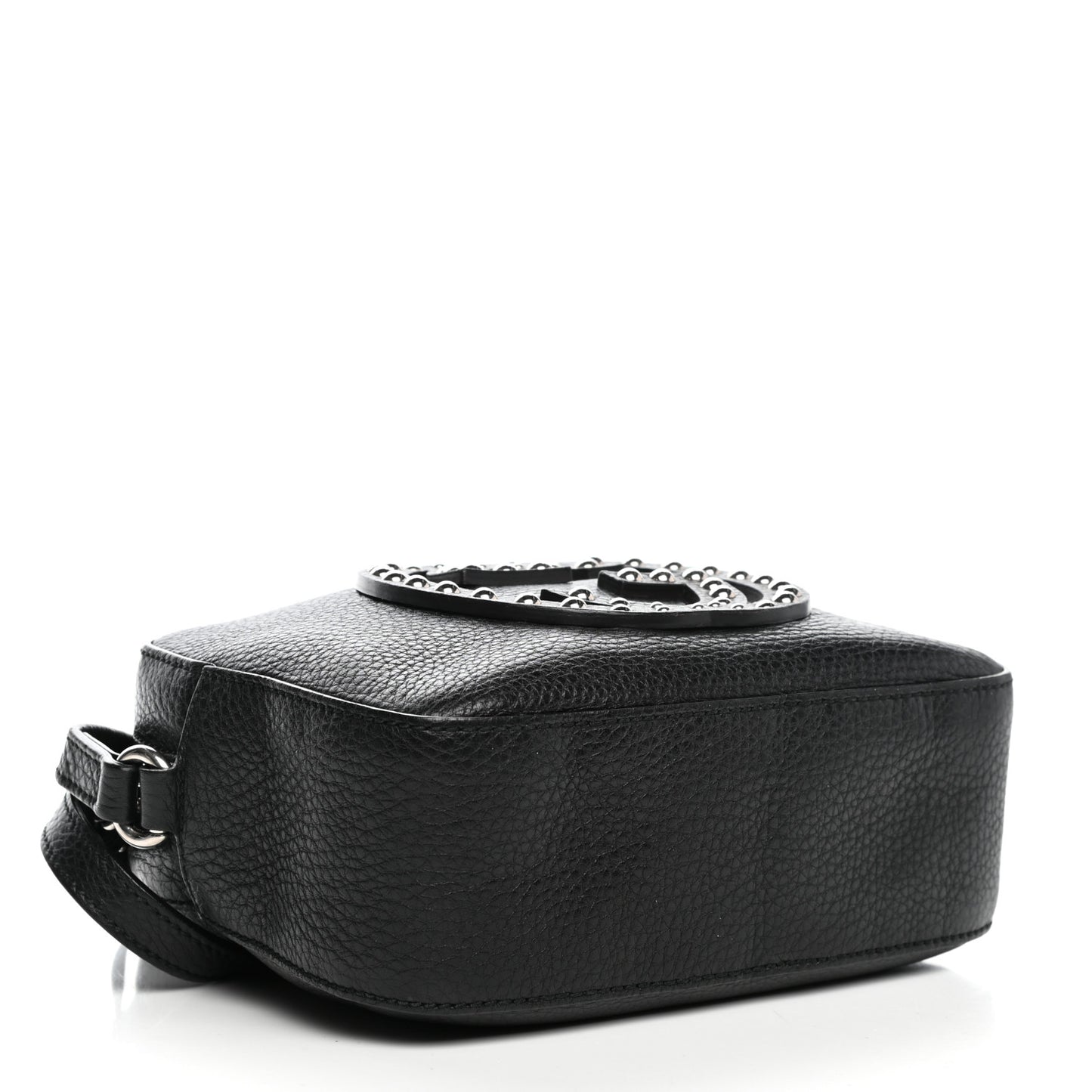 Pebbled Calfskin Studded Small Soho Disco Bag Black