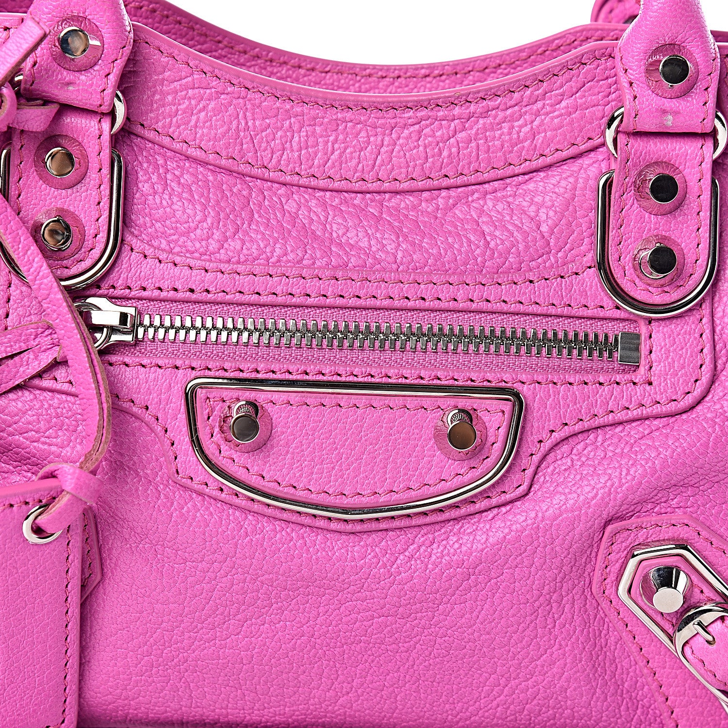 Balenciaga Chevre Silver Metallic Edge Hardware Mini City Rose Fluo 11 of 11