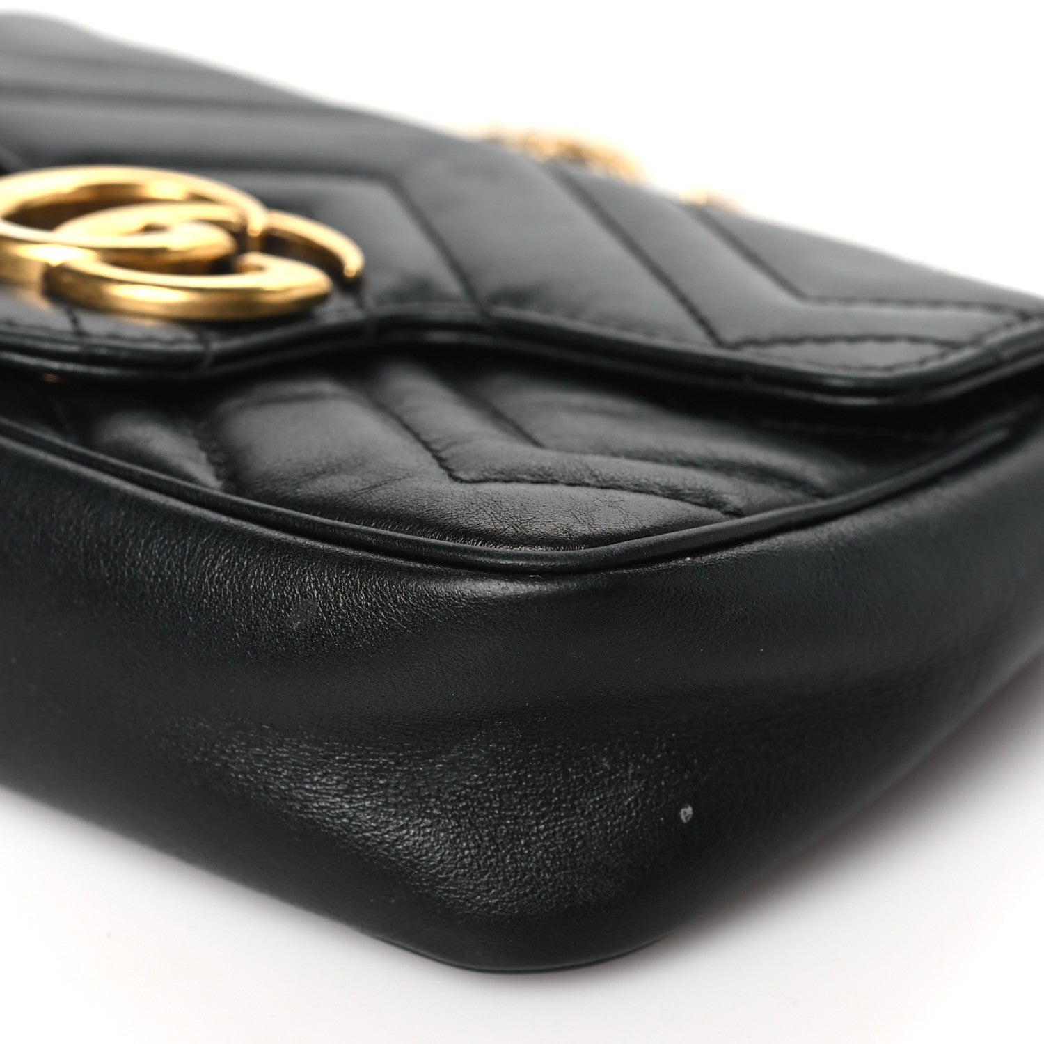 Gucci Calfskin Matelasse Super Mini GG Marmont Shoulder Bag Black 10 of 11