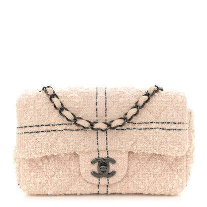 Chanel Tweed Quilted Mini Rectangular Flap Light Pink Black 1 of 12