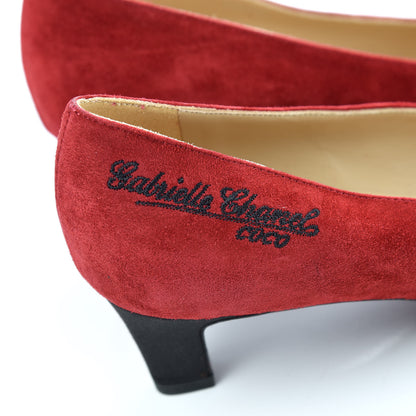Chanel Suede Satin Cap Toe Gabrielle Pumps 38 Red 6 of 8