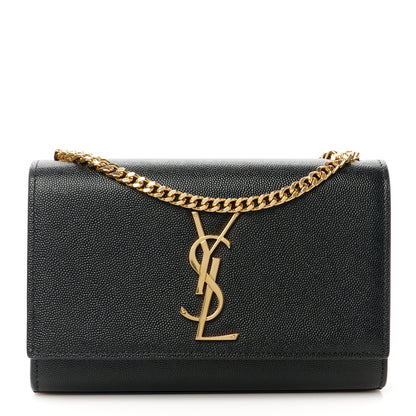 Saint Laurent Grain De Poudre Small Monogram Kate Satchel Black 1 of 11