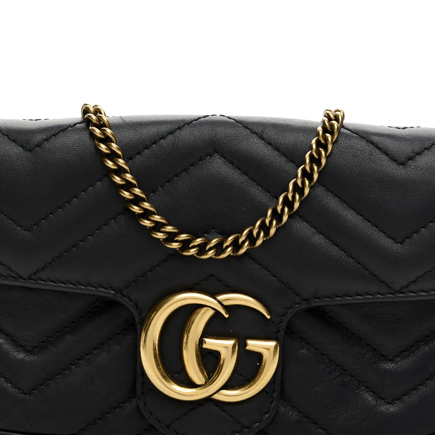 Gucci Calfskin Matelasse Super Mini GG Marmont Shoulder Bag Black 14 of 21