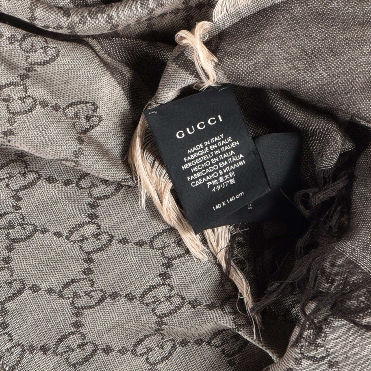 Wool Silk GG Monogram Diamante Cavendish Square Shawl Grey