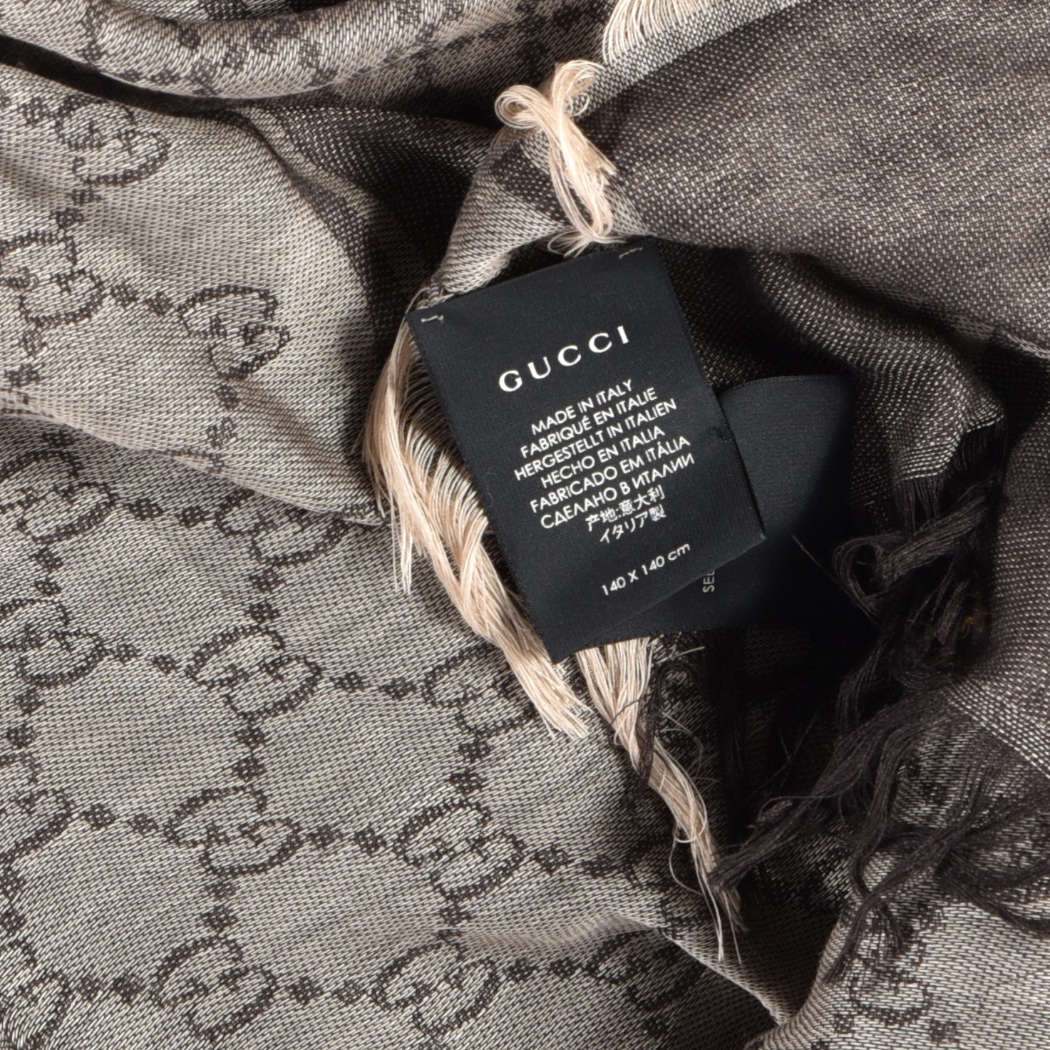 Gucci Wool Silk GG Monogram Diamante Cavendish Square Shawl Grey 2 of 3