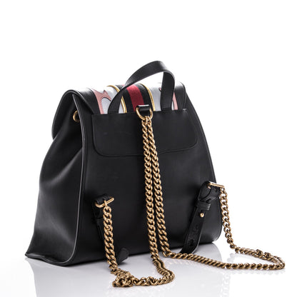 Gucci Calfskin Web GG Marmont Flap Chain Backpack Black 3 of 8