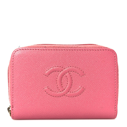 Chanel Caviar Timeless CC Zip Around Coin Purse Pink 1 of 8