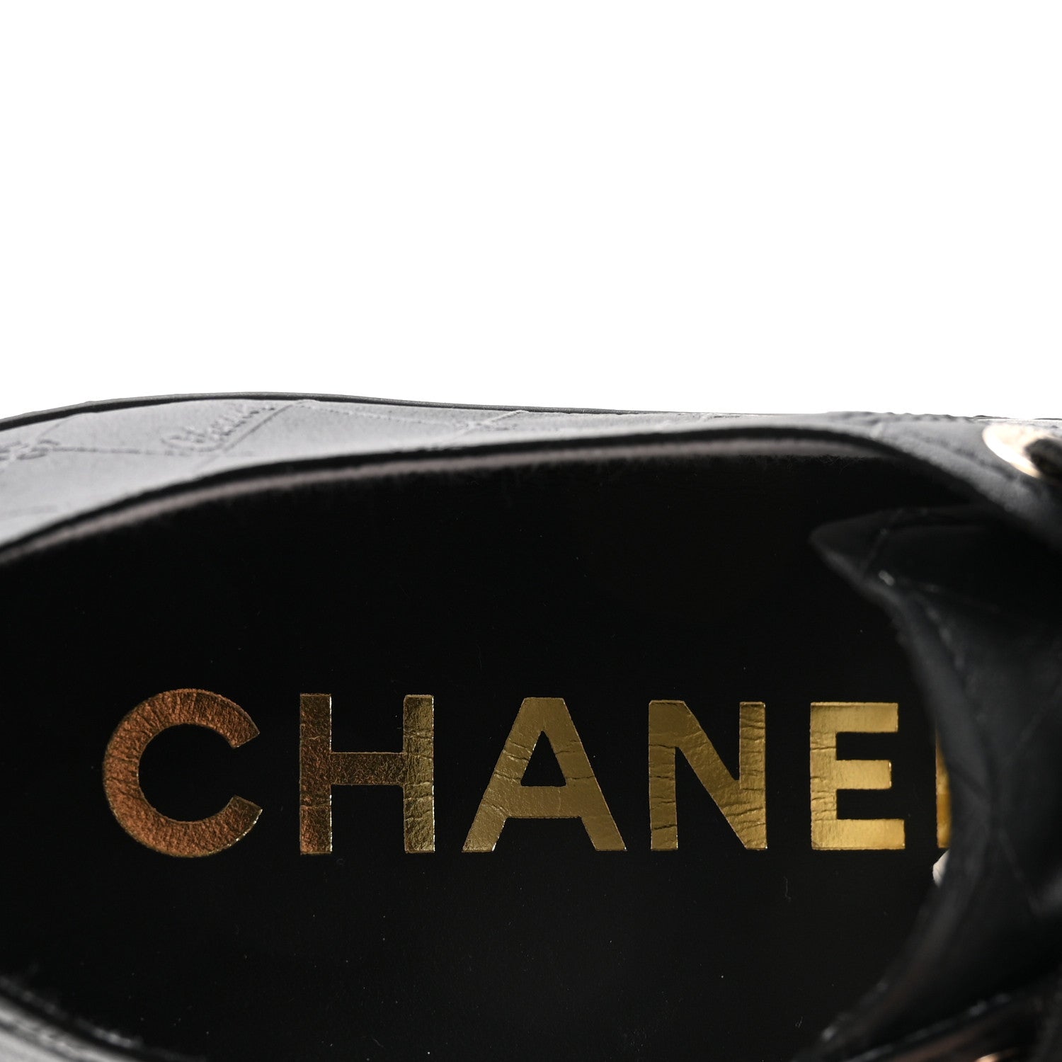 Chanel Lambskin Printed Logo Sneakers 37.5 Black 8 of 10