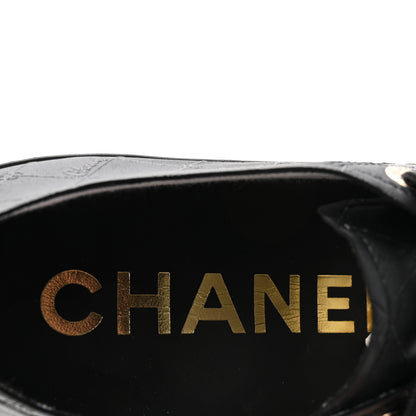 Chanel Lambskin Printed Logo Sneakers 37.5 Black 8 of 10