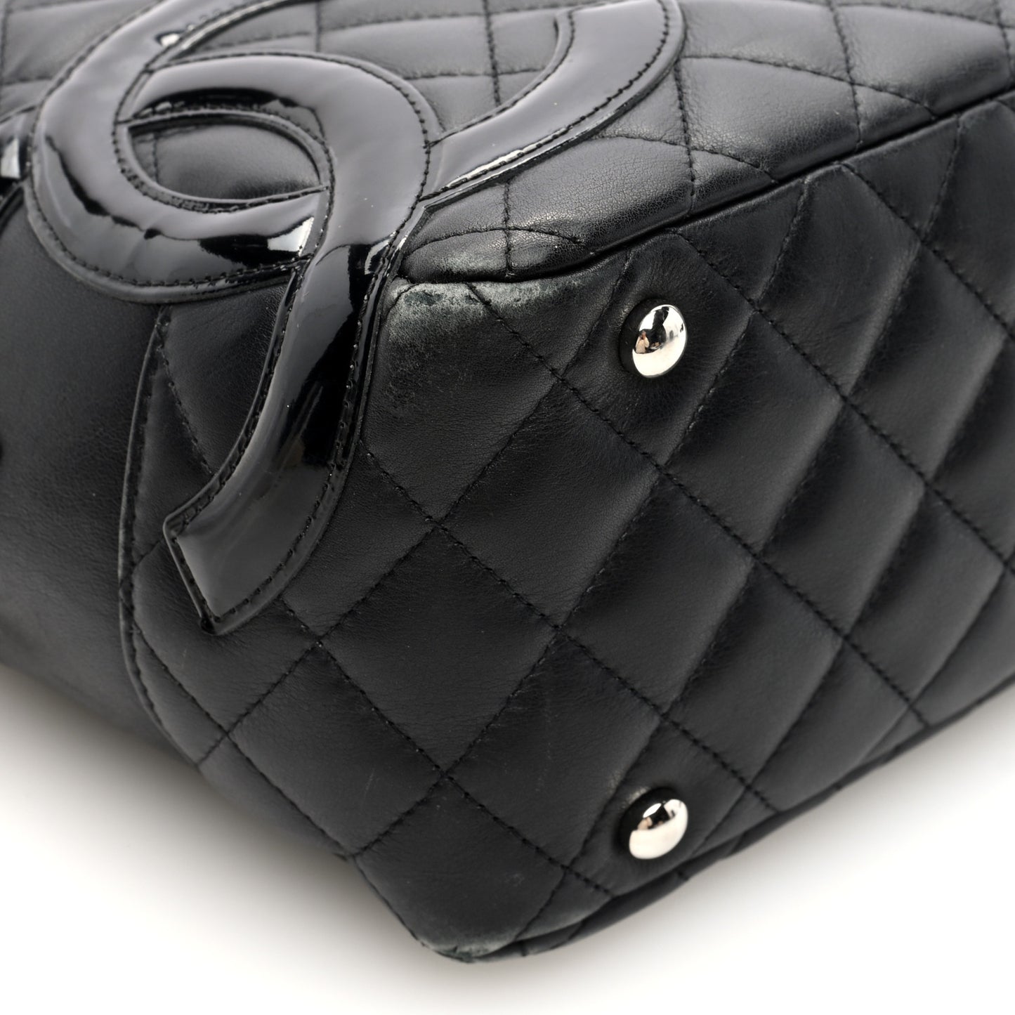 Calfskin Quilted Large Cambon Bowler Black