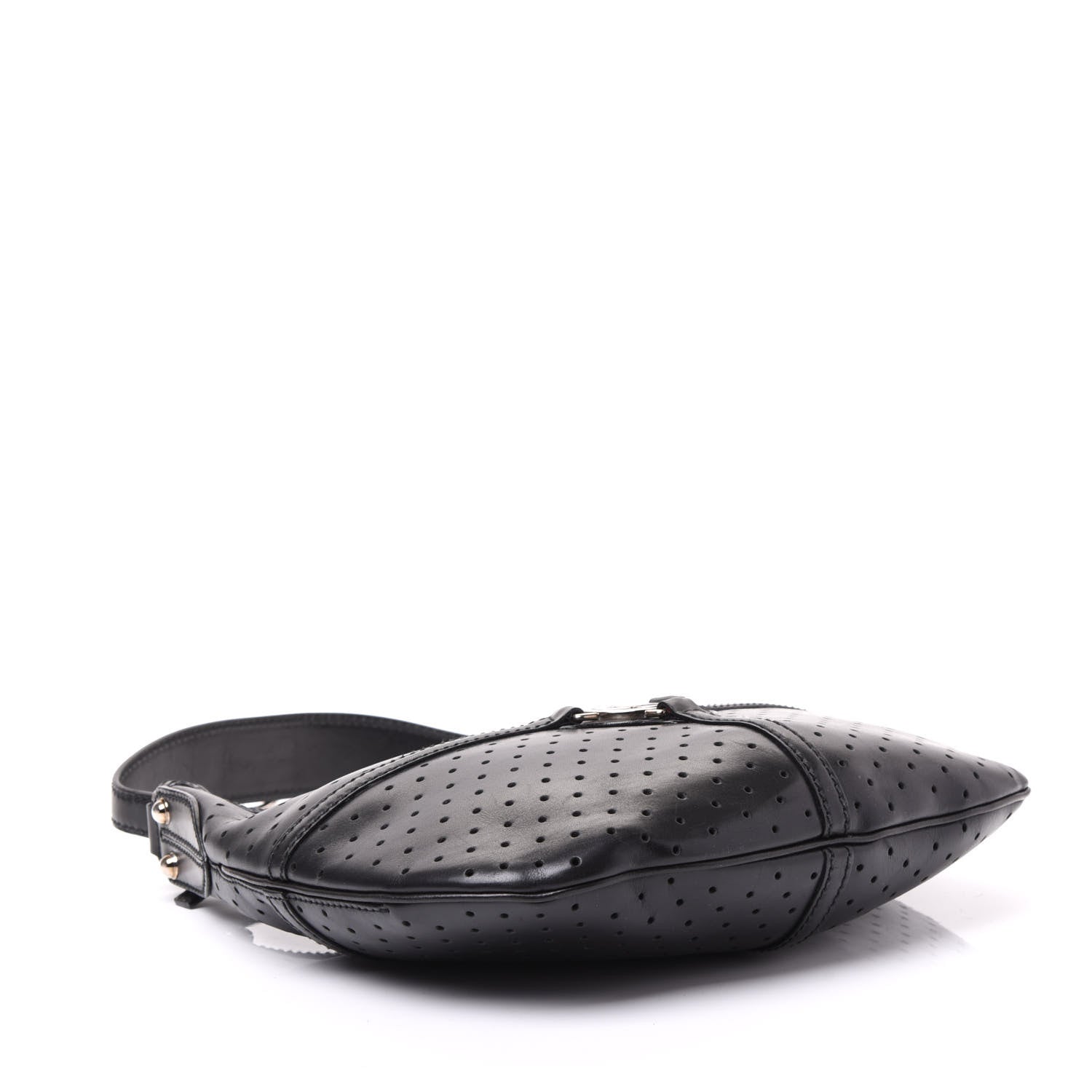 Gucci Perforated Calfskin Reins Hobo Black 3 of 8