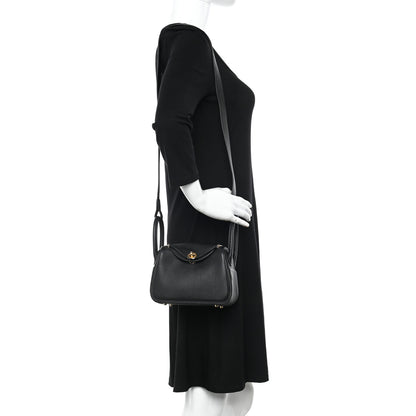 Hermes Taurillon Clemence Mini Lindy 20 Black 2 of 11