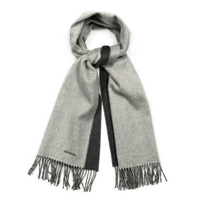 Hermes Cashmere Recto Verso Muffler Gris Clair Chine Flanelle 1 of 3