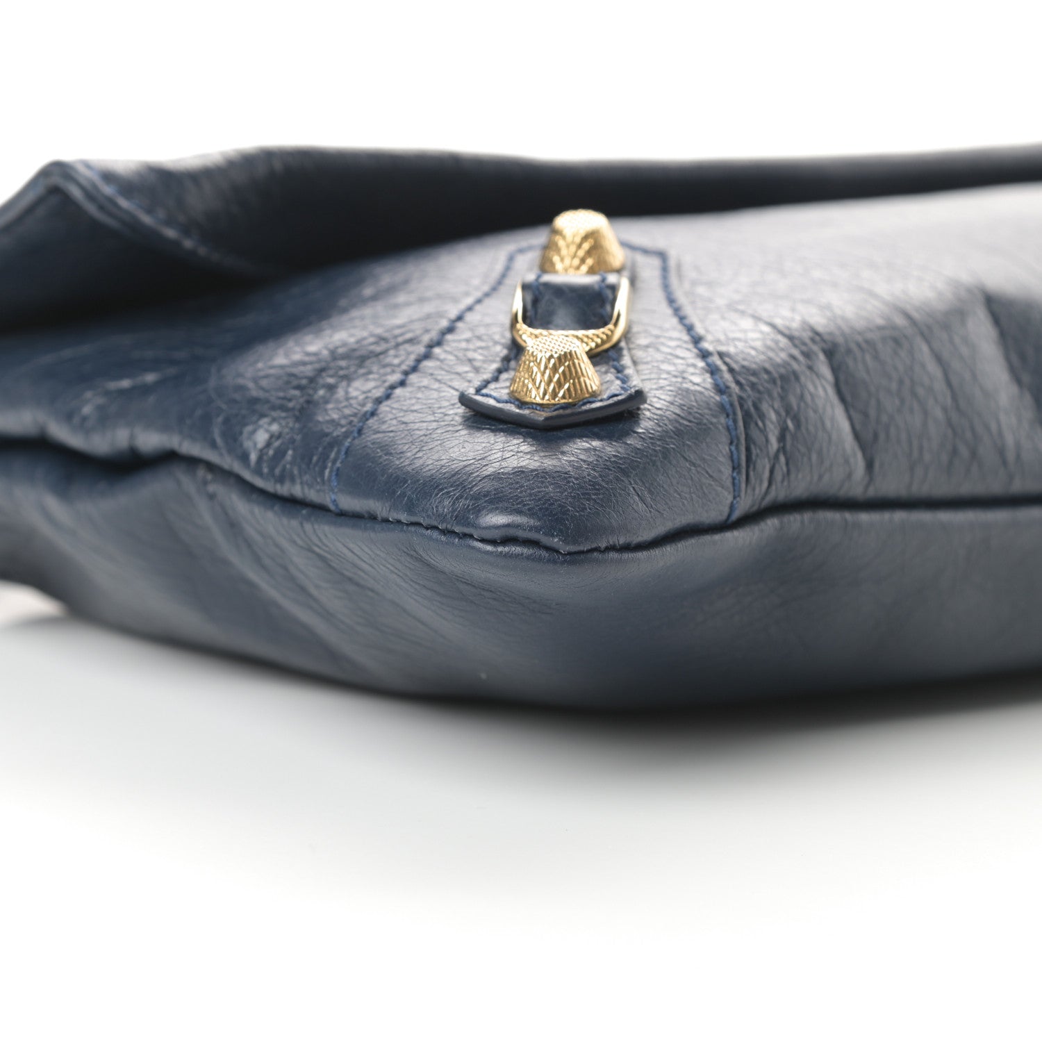 Balenciaga Agneau Giant 12 Gold Hardware Envelope Strap Clutch Bleu Obscur 9 of 10