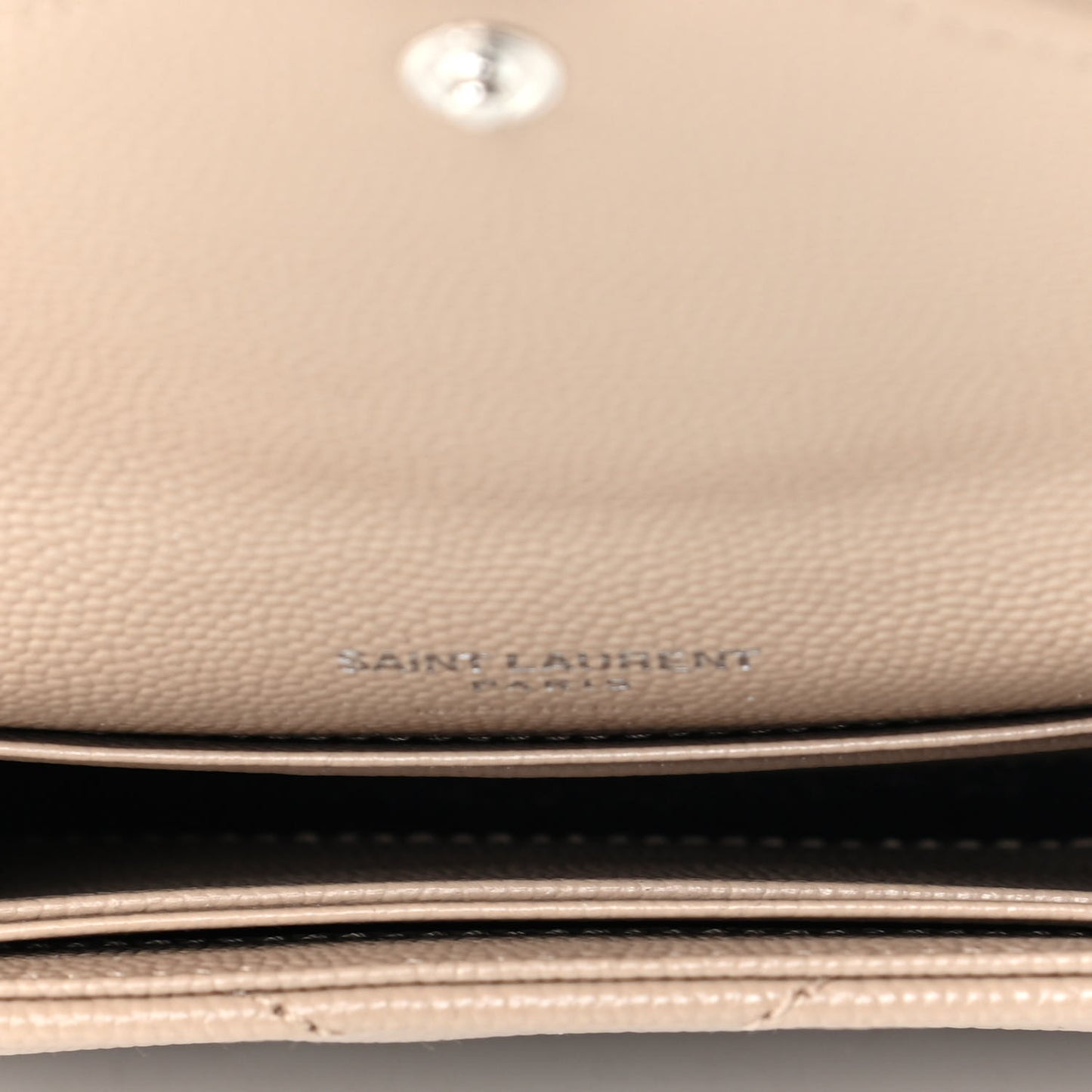 Grain De Poudre Matelasse Chevron Small Monogram Envelope Wallet Dark Beige