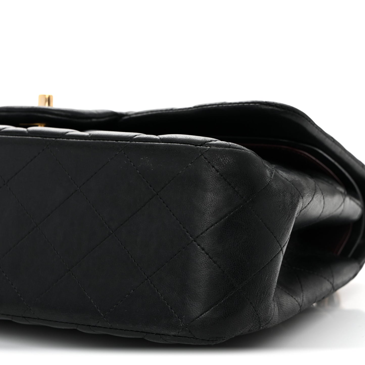 Lambskin Quilted Jumbo Double Flap Black