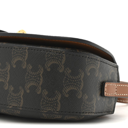 Celine Triomphe Canvas Calfskin Tabou Clutch on Strap Tan 9 of 10