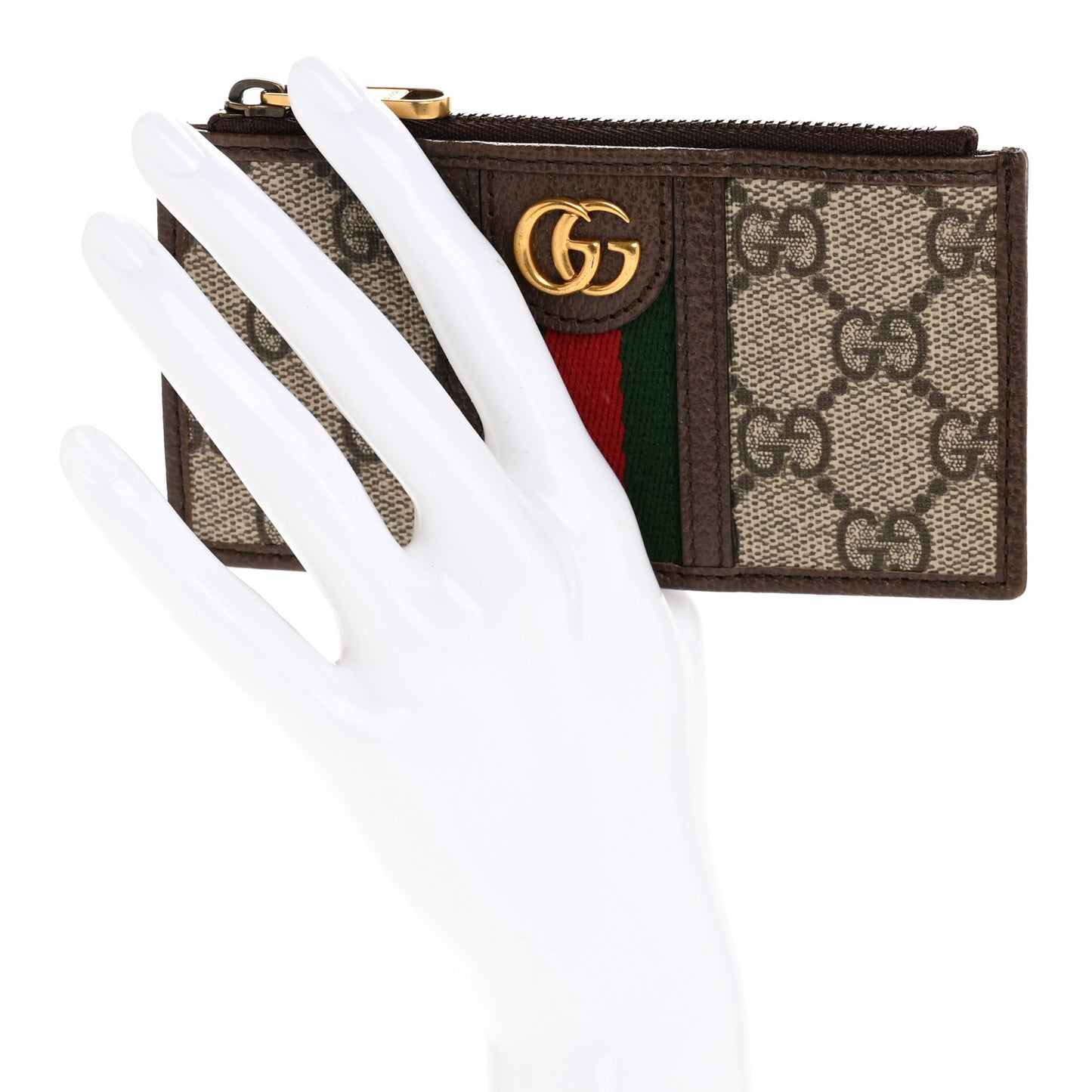 GG Supreme Monogram Web Ophidia Coin Case Brown