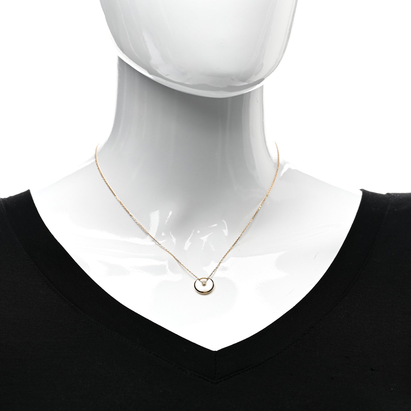 18K Yellow Gold Diamond Mother of Pearl XS Amulette de Cartier Pendant Necklace