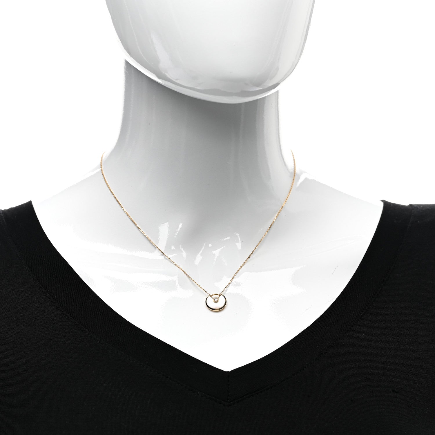 Cartier 18K Yellow Gold Diamond Mother of Pearl XS Amulette de Cartier Pendant Necklace 2 of 5