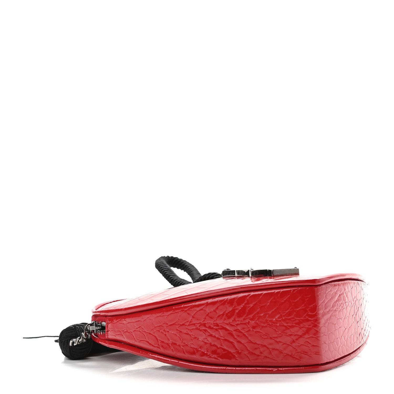 Saint Laurent Patent Crocodile Embossed Sac Coeur Heart Shaped Clutch Red 4 of 8