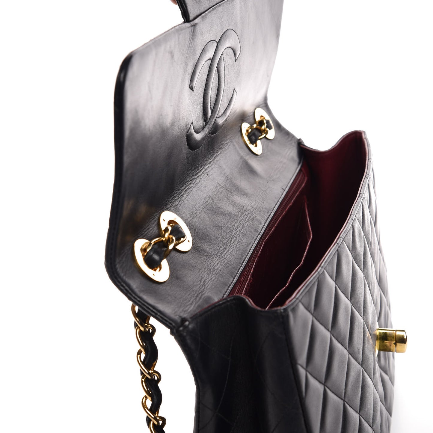 Lambskin Quilted XL Jumbo Single Flap Black