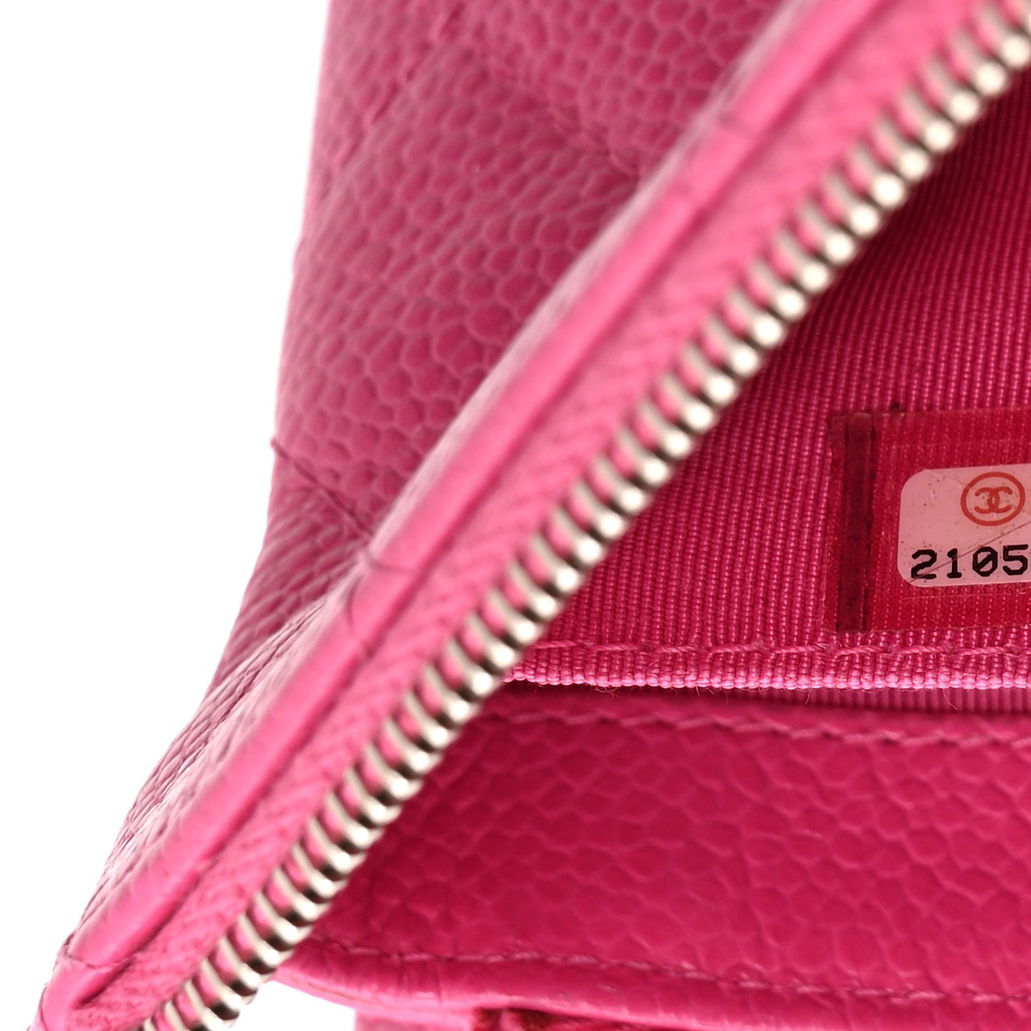 Caviar Quilted Enamel Zipped Clutch  Pink