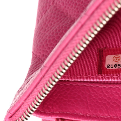 Chanel Caviar Quilted Enamel Zipped Clutch  Pink 8 of 11