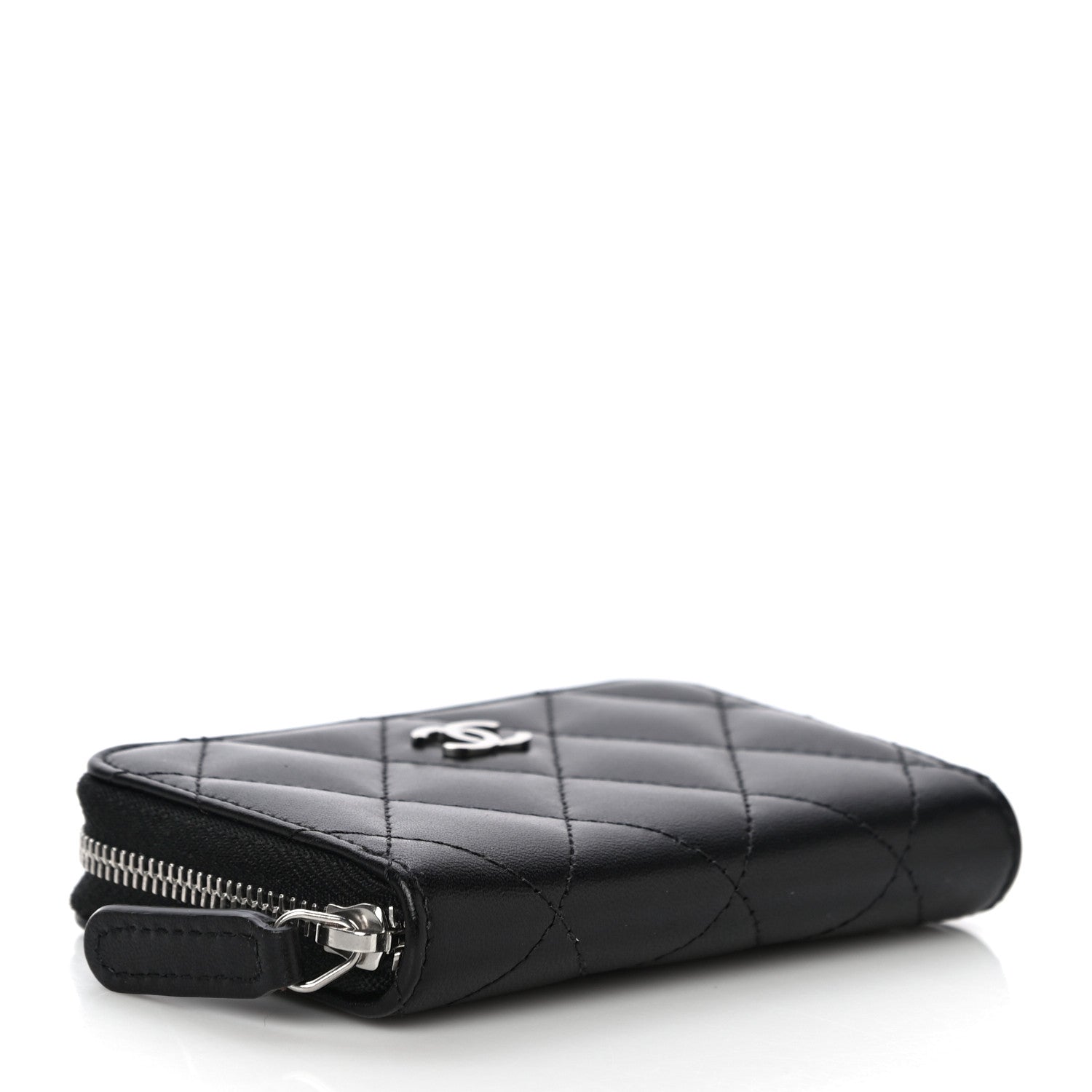 Chanel Lambskin Quilted Zip Coin Purse Black 4 of 11
