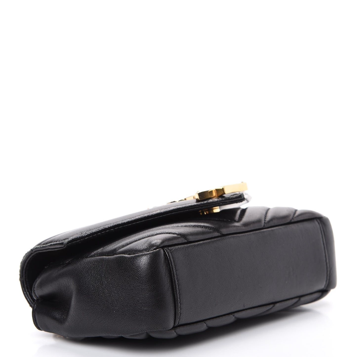 Grained Calfskin Matelasse Chevron Monogram Classic Baby Chain Bag Black