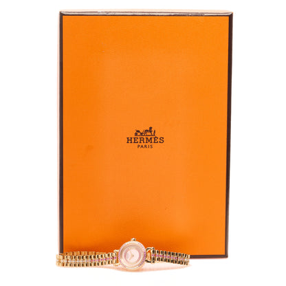 Hermes 18K Rose Gold Diamond Pink Sapphire 16mm Faubourg Quartz Watch 5 of 5