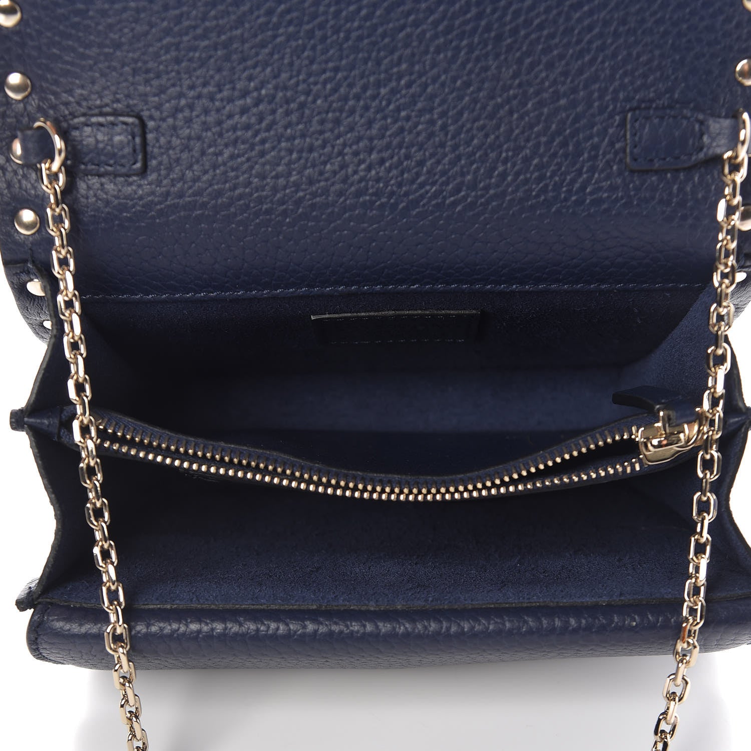 Valentino Garavani Grained Calfskin Rockstud Wallet on Chain Pure Blue 6 of 9