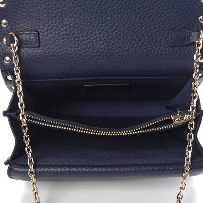 Valentino Garavani Grained Calfskin Rockstud Wallet on Chain Pure Blue 6 of 9