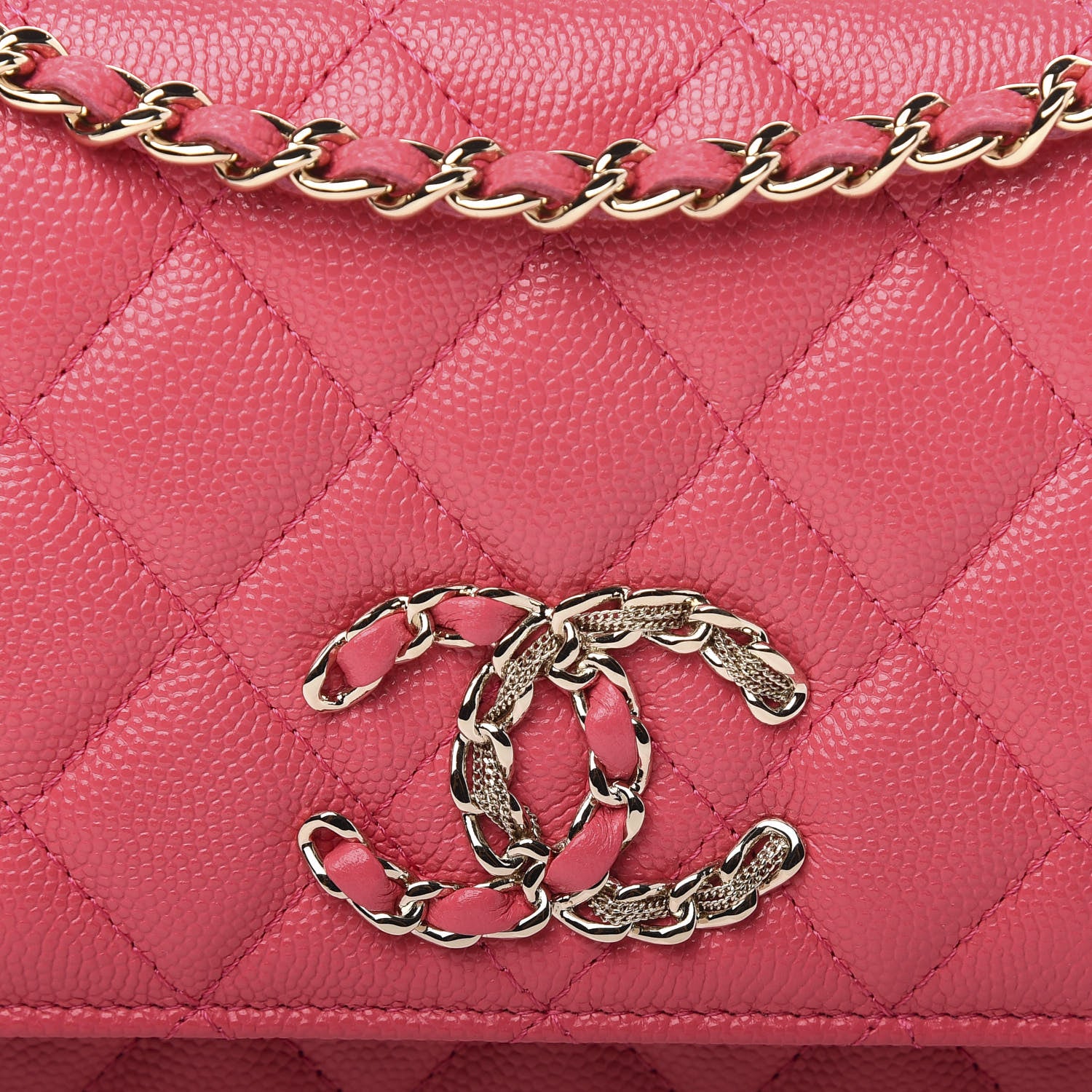Chanel Caviar Quilted French New Wave Chain CC Wallet On Chain WOC Pink 11 of 12