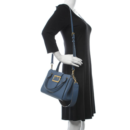 Burberry Soft Grain Calfskin Small Buckle Tote Steel Blue 2 of 11