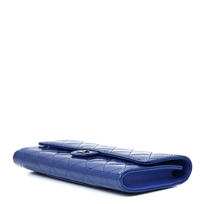 Chanel Patent Calfskin Quilted Flap Clutch Wallet Blue 15 of 17