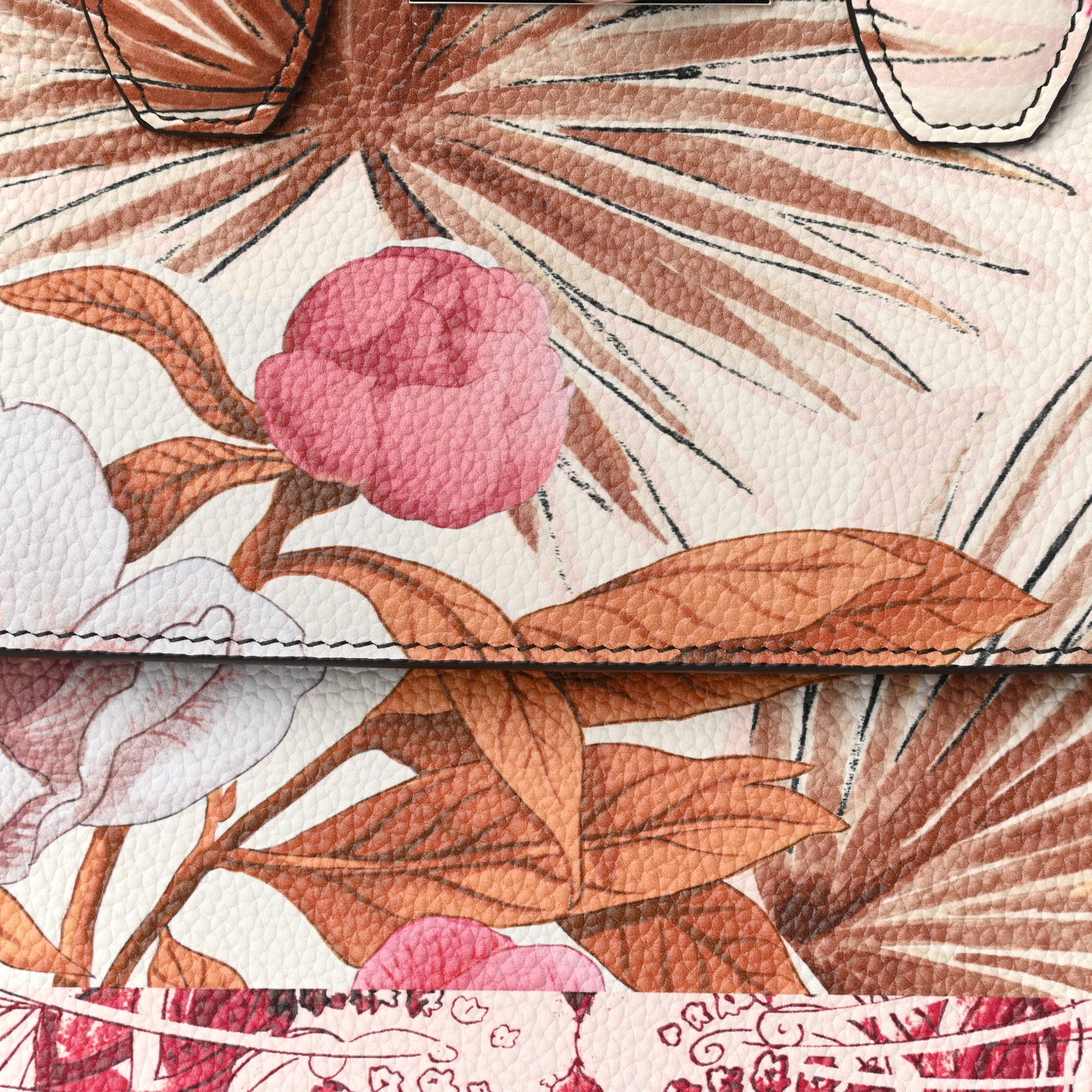 Salvatore Ferragamo Calfskin Floral Print The Studio Bag White Multicolor 7 of 9