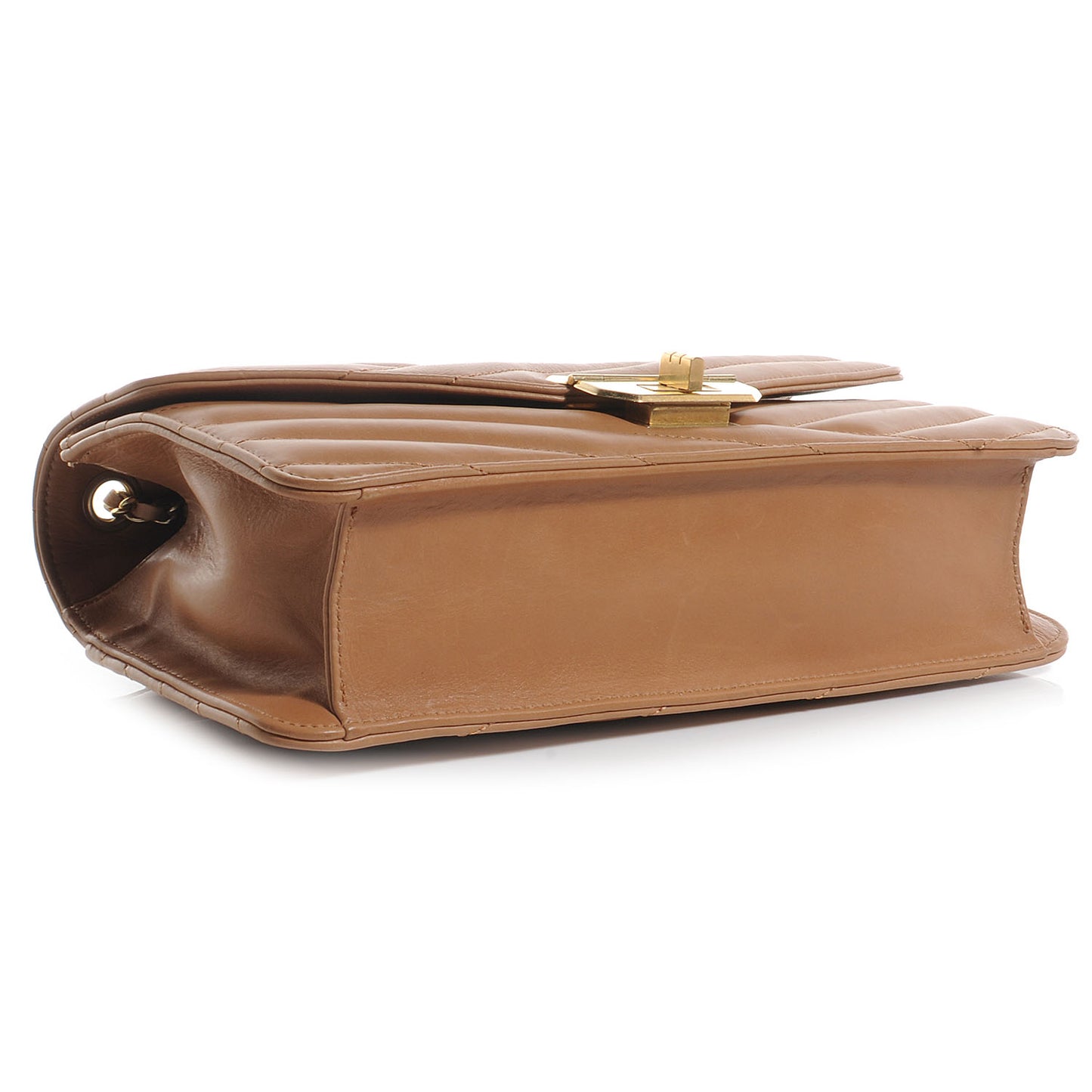 Calfskin Chevron Gabrielle Flap Brown