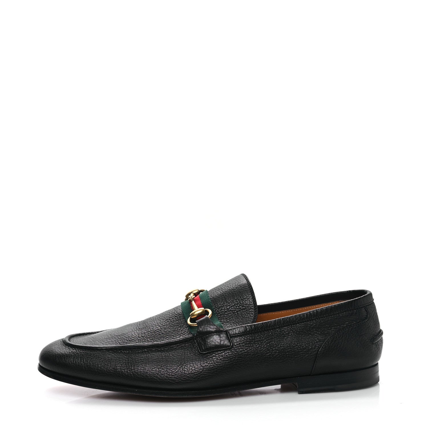 Gucci Calfskin Web Mens Horsebit Loafers 8.5 Black 1 of 9